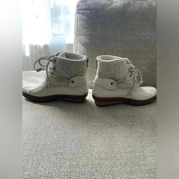 Sperrys Saltwater Tide Wool Ivory Cream Embossed Rain Duck Wedge Boot size 6 - Picture 6 of 9